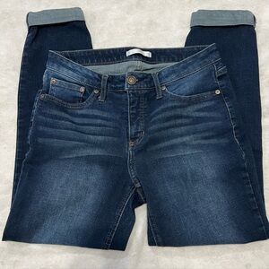 LC Lauren Conrad Dark Blue Mid Rise Cuffed Skinny Ankle Crop Jeans Size 10